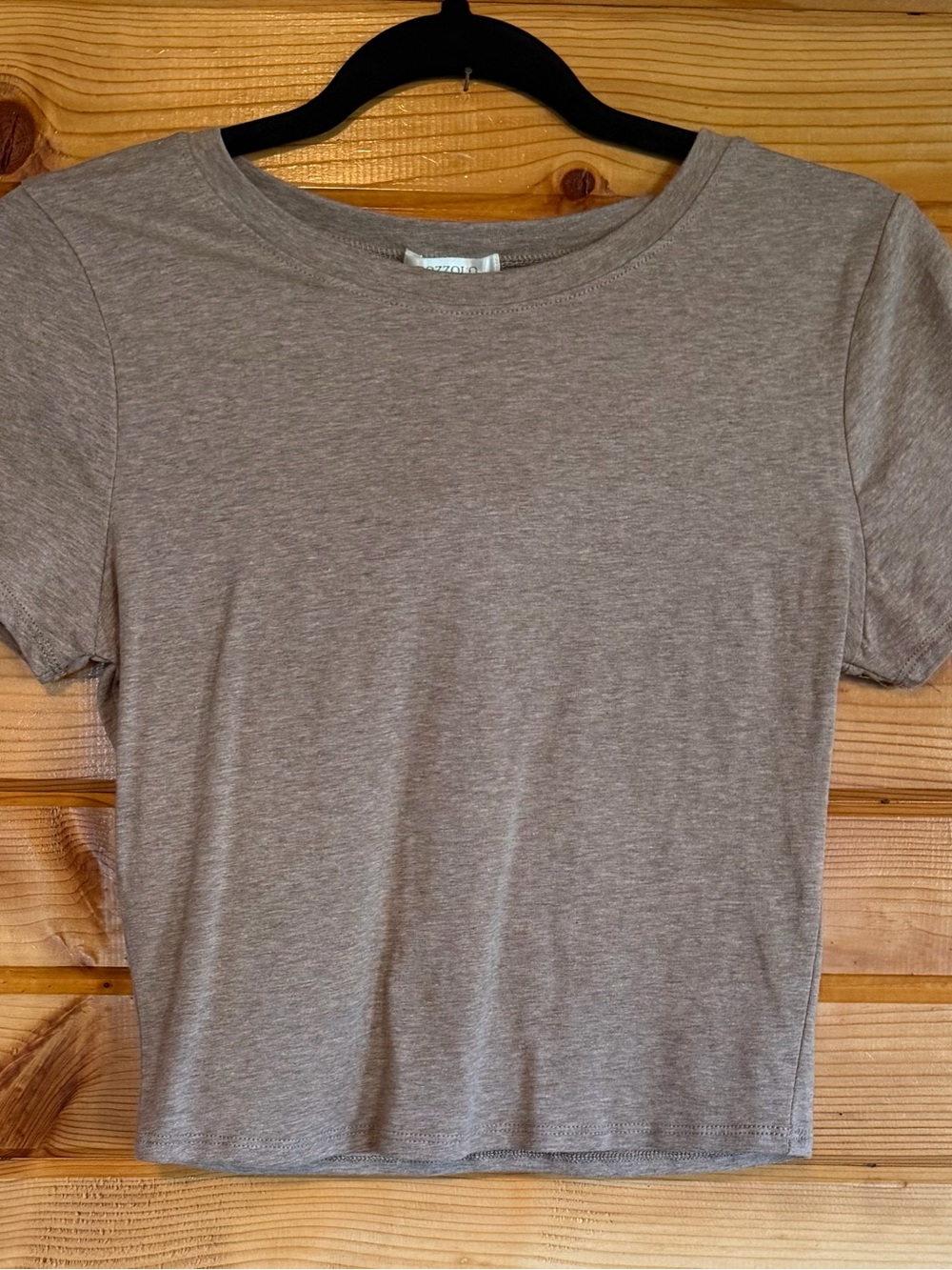 Bozzolo Short Sleeve Crewneck Baby Tee in Light Taupe